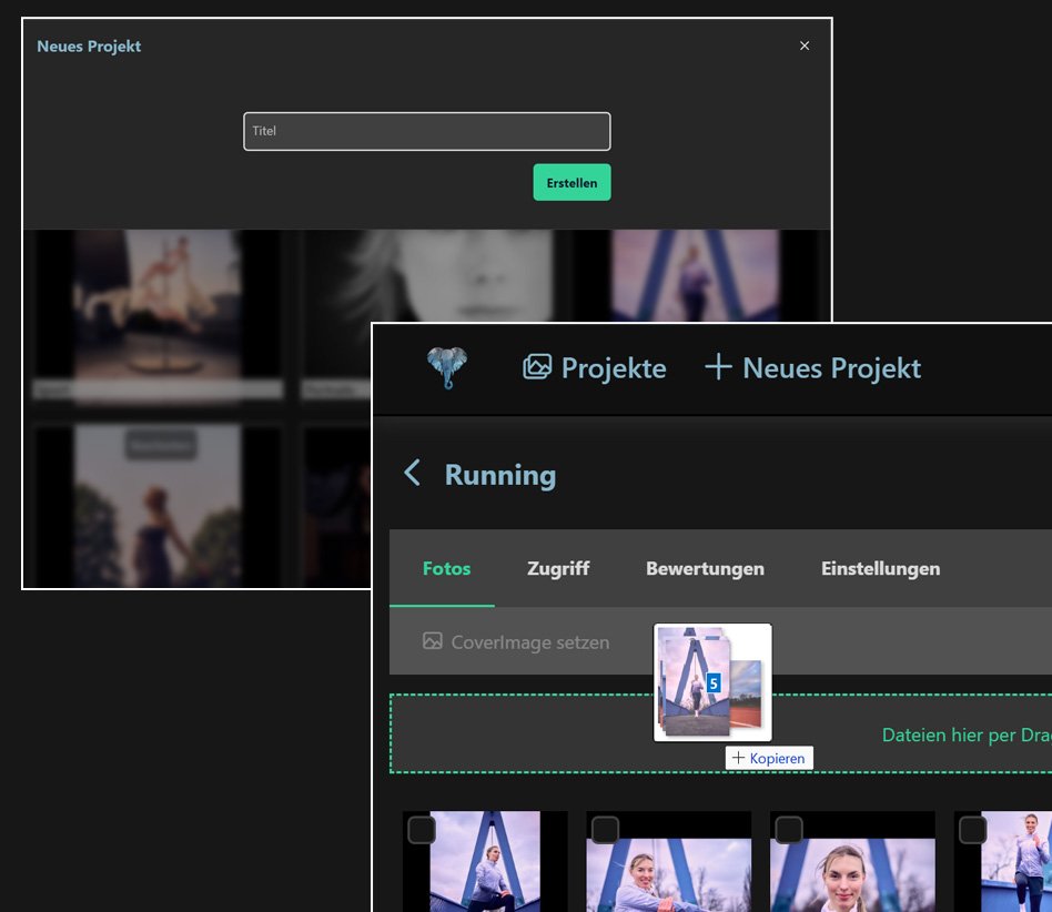 Projekt anlegen und Fotos hochladen